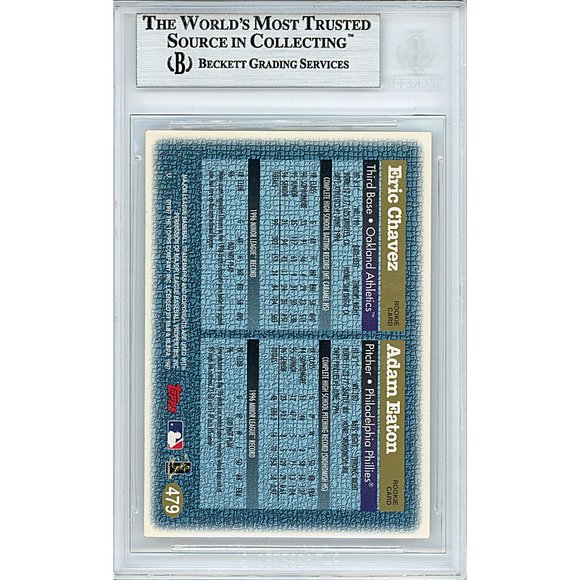 Eric Chavez Adam Eaton Duo Signed 1997 Topps Baseball Card A's Beckett Autograph - Picture 4 of 6